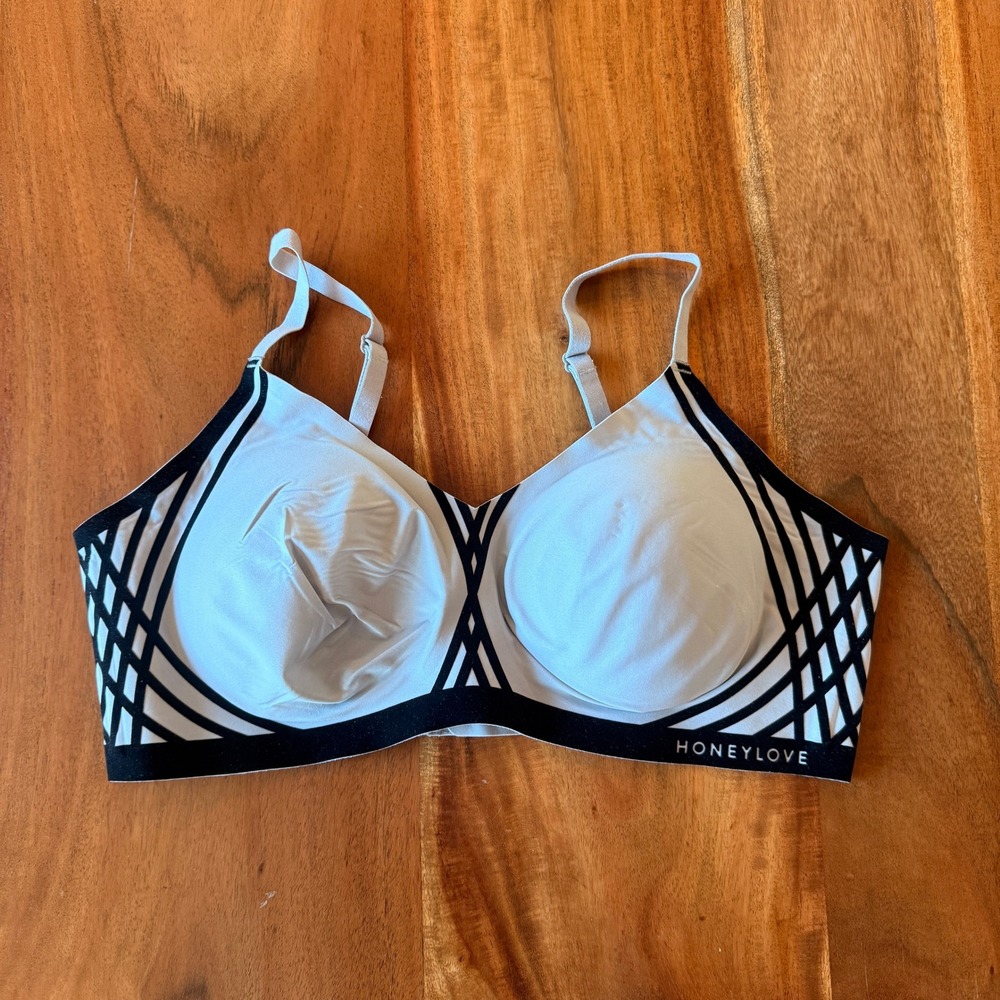 Honeylove Women's Light Gray/Black Silhouette Bra Size XL